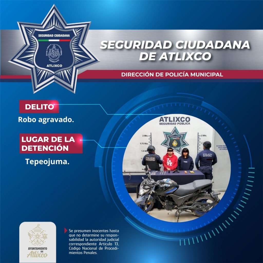 SEGURIDAD CIUDADANA DETIENE A DOS PERSONAS POR ROBO AGRAVADO A TIENDA DE CONVENIENCIA.