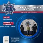 SECRETARÍA DE SEGURIDAD CIUDADANA DE ATLIXCO DETIENE A MASCULINO POR PROBABLE HOMICIDIO DOLOSO