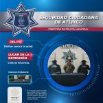 SECRETARÍA DE SEGURIDAD CIUDADANA DE ATLIXCO DETIENE A MASCULINO POR DELITOS CONTRA LA SALUD