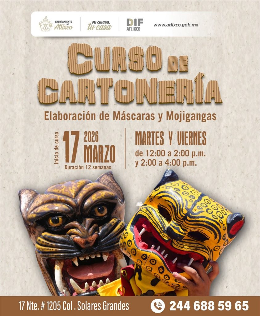 ARIADNA AYALA INVITA AL CURSO DE CARTONERÍA PARA CREAR MÁSCARAS Y MOJIGANGAS EN ATLIXCO