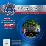 SECRETARÍA DE SEGURIDAD CIUDADANA DE ATLIXCO RECUPERA VEHÍCULO CON PREDENUNCIA DE ROBO