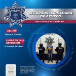 SECRETARÍA DE SEGURIDAD CIUDADANA DE ATLIXCO DETIENE A MASCULINO POR PROBABLE VIOLENCIA FAMILIAR