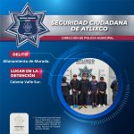 SECRETARÍA DE SEGURIDAD CIUDADANA DE ATLIXCO DETIENE A CUATRO PERSONAS POR PRESUNTO ALLANAMIENTO DE MORADA