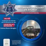 LOCALIZA POLICÍA MUNICIPAL VEHÍCULO CON REPORTE DE ROBO EN ATLIXCO