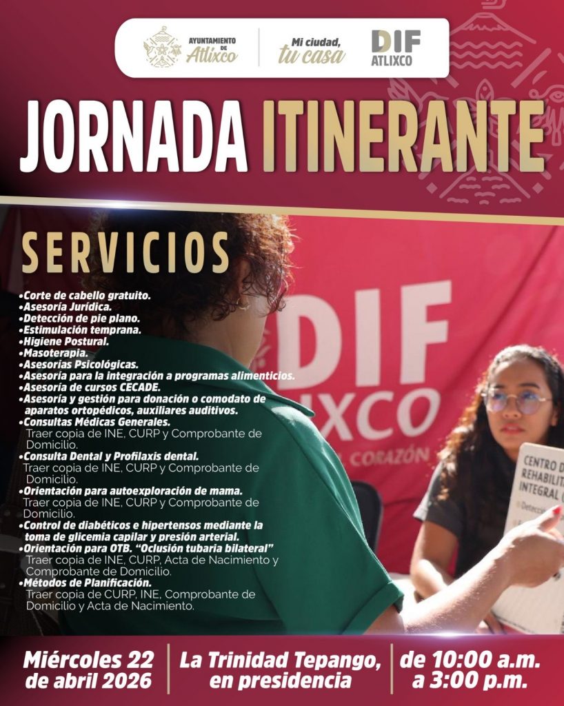 Ariadna Ayala acerca jornada integral del DIF a La Trinidad Tepango en Atlixco