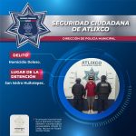 SECRETARÍA DE SEGURIDAD CIUDADANA DE ATLIXCO DETIENE A MASCULINO POR PROBABLE HOMICIDIO DOLOSO.